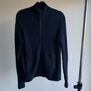 Banana Republic Navy Zip Up Cotton Wool Blend Sweater Size Small